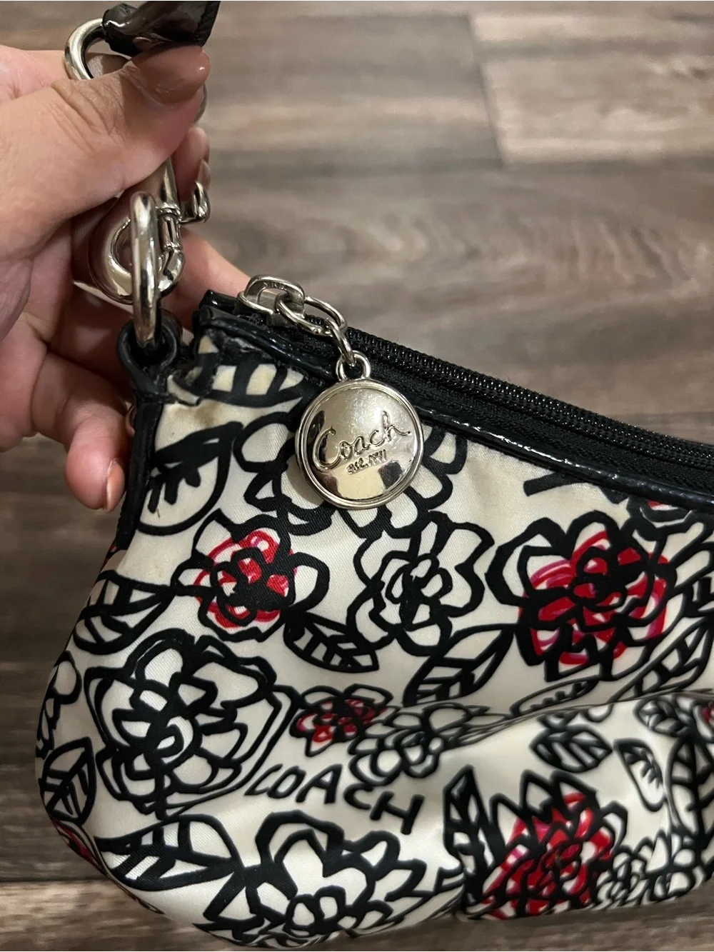 Coach Poppy Floral Graffiti Print Satin Shoulder Bag